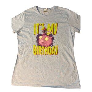 Nickelodeon Invader Zim Its My Birthday Light Blue T Shirt Gir Riding Pig